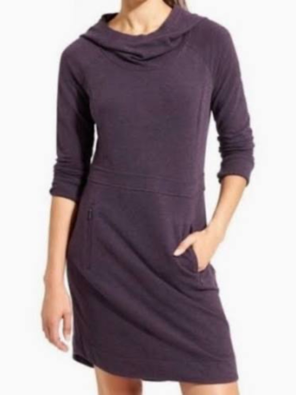 Athleta Blissful hoodie dress with pockets and thumb holes-Plum-XS